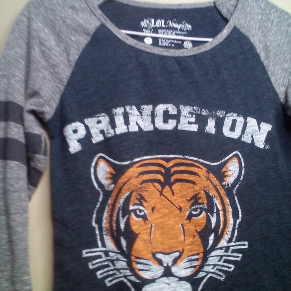 LOL Vintage Princeton Shirt S Graphic T-Shirt 3/4 Sleeve Gray Orange - Picture 5 of 12